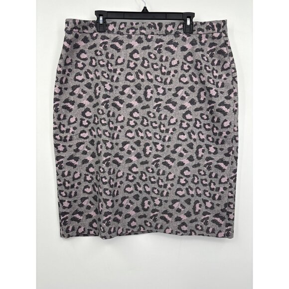 Talbots Wool Animal Print Pencil Skirt Size 18 Gray Pink - Picture 1 of 6